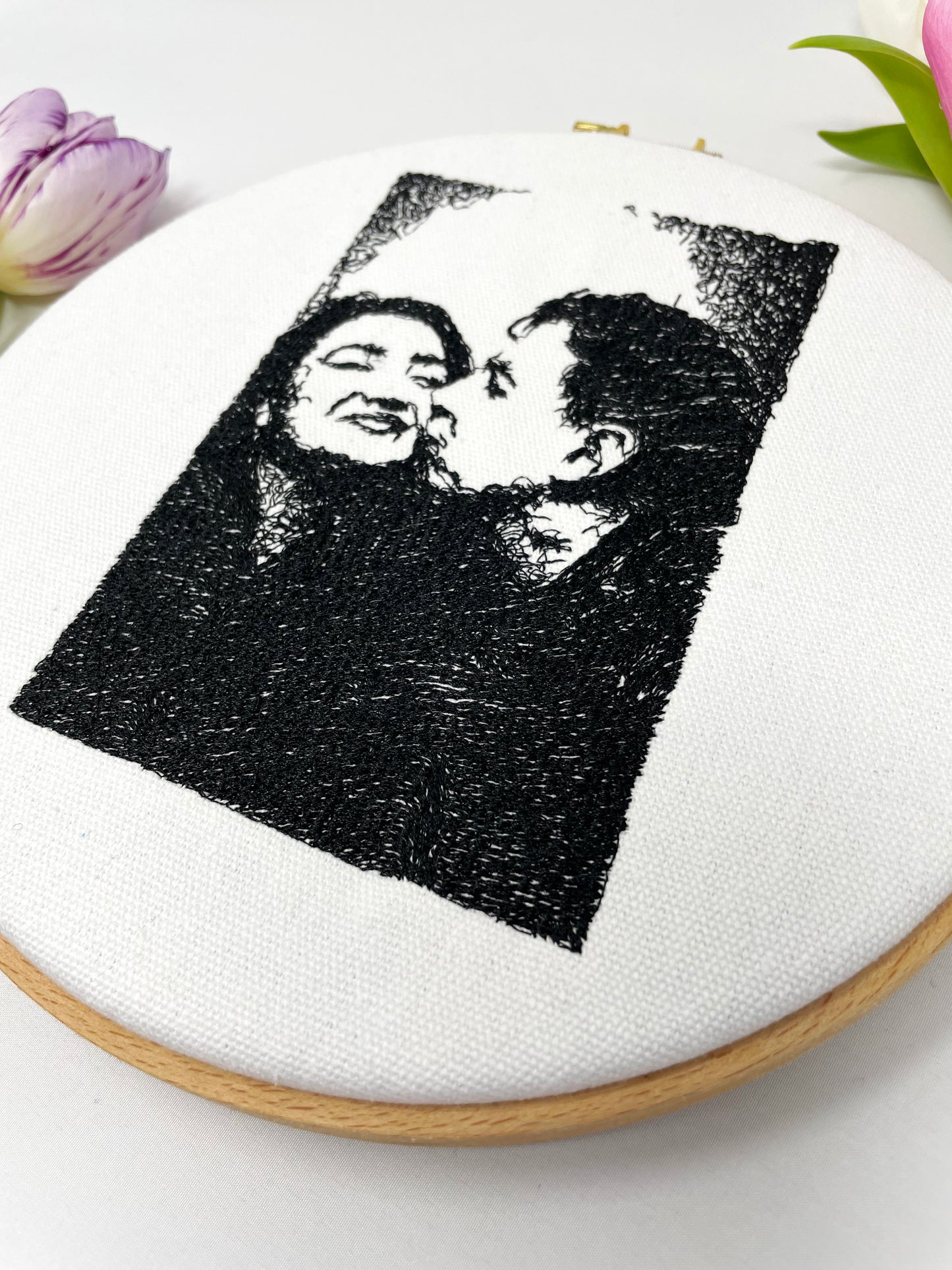 Monochromatic Photo Embroidery Hoop