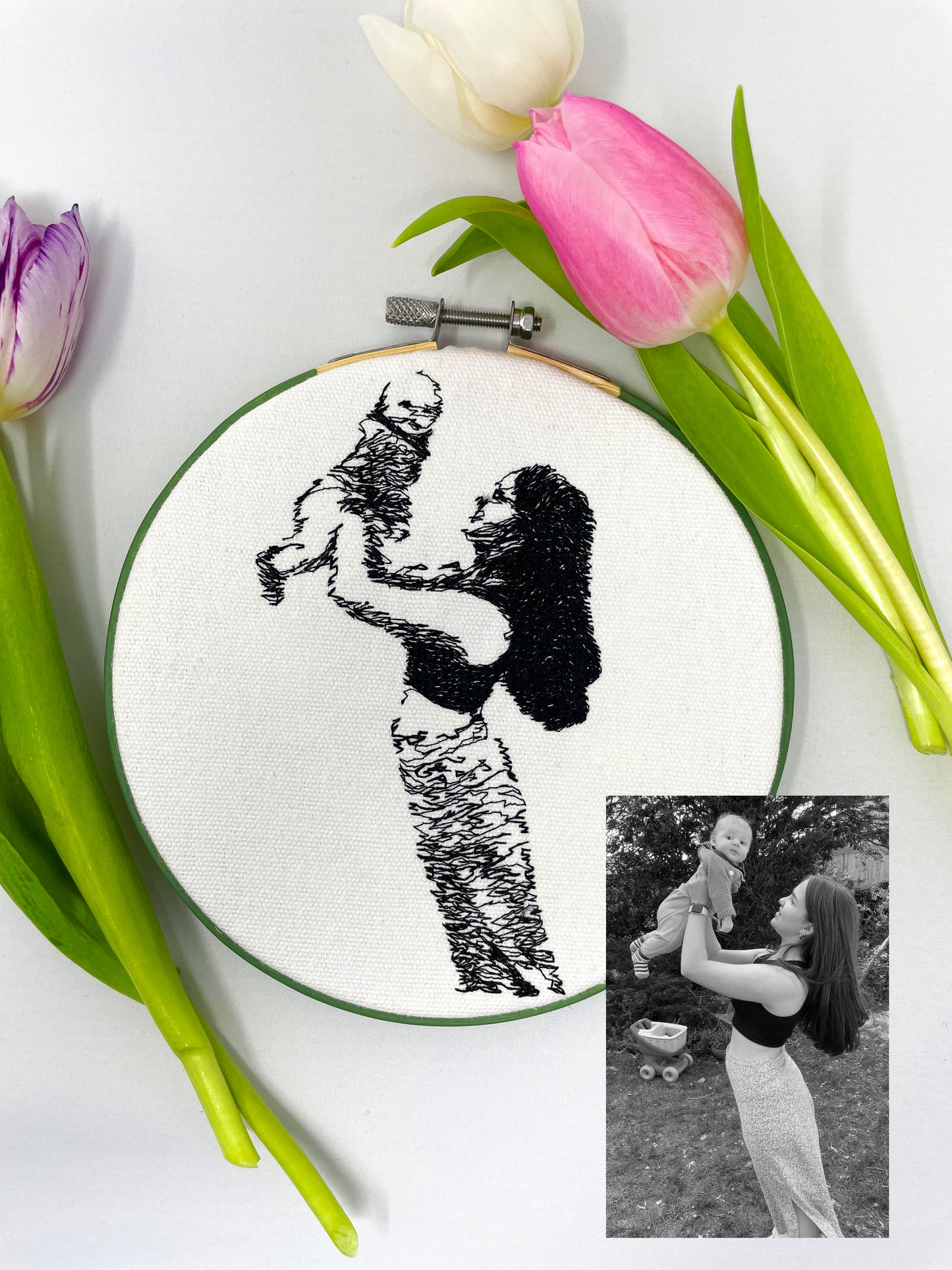 Monochromatic Photo Embroidery Hoop