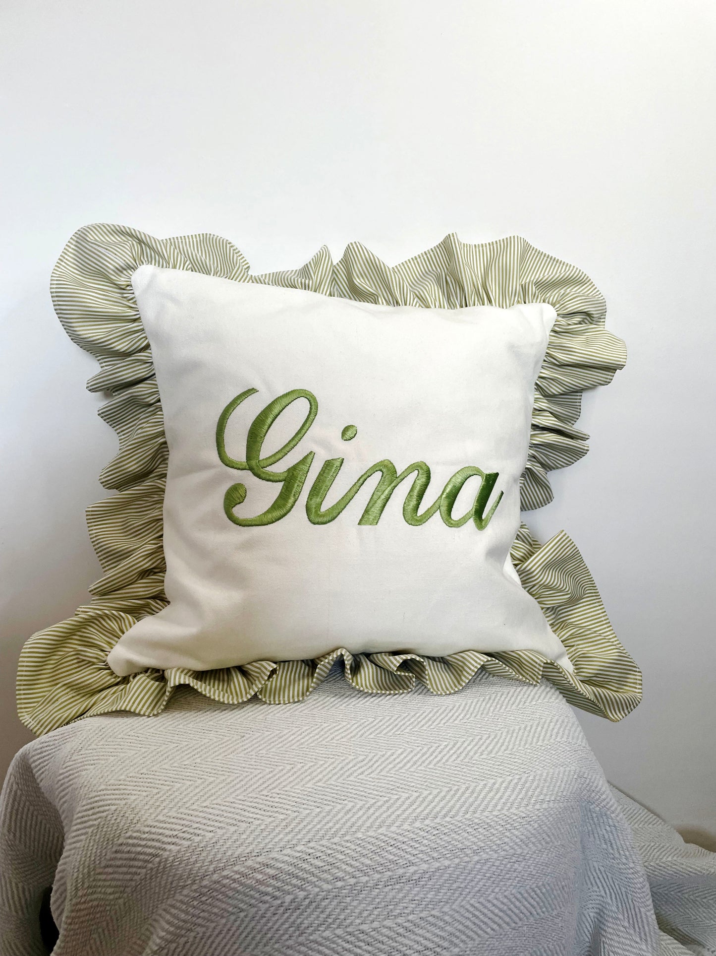 Embroidered Cushion Cover with Trim