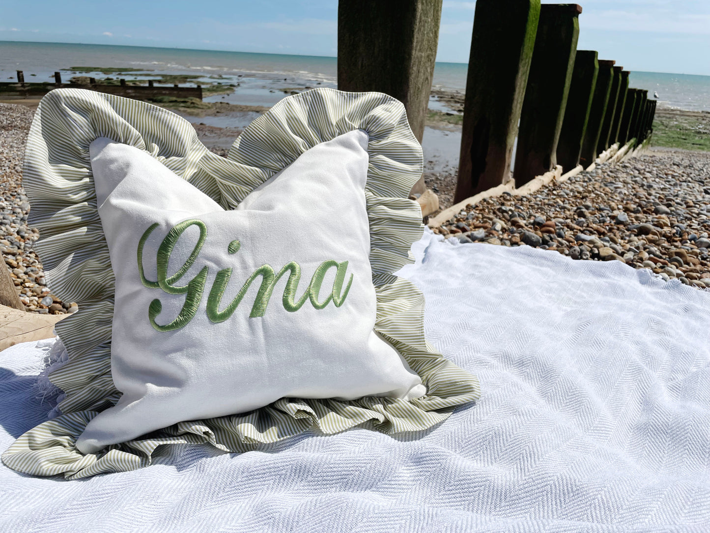 Embroidered Cushion Cover with Trim