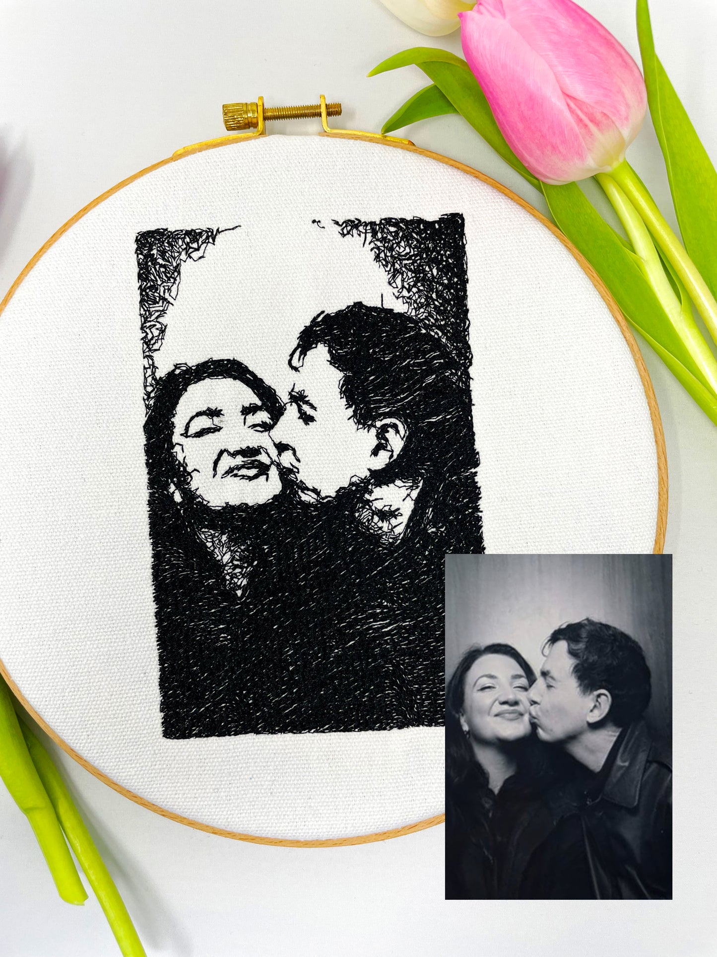 Monochromatic Photo Embroidery Hoop