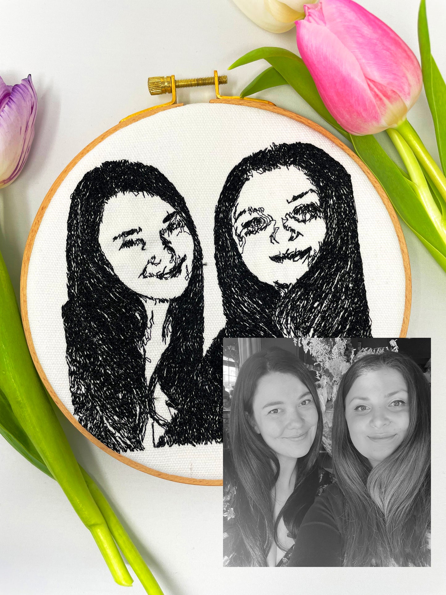 Monochromatic Photo Embroidery Hoop