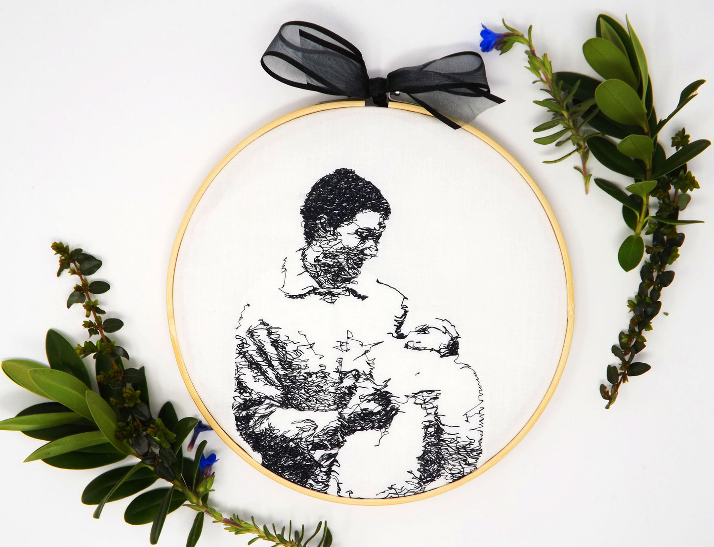 Monochromatic Photo Embroidery Hoop