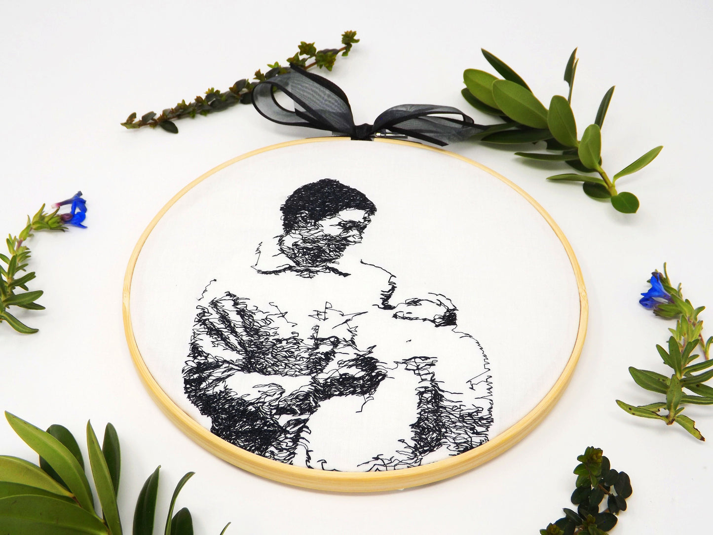 Monochromatic Photo Embroidery Hoop