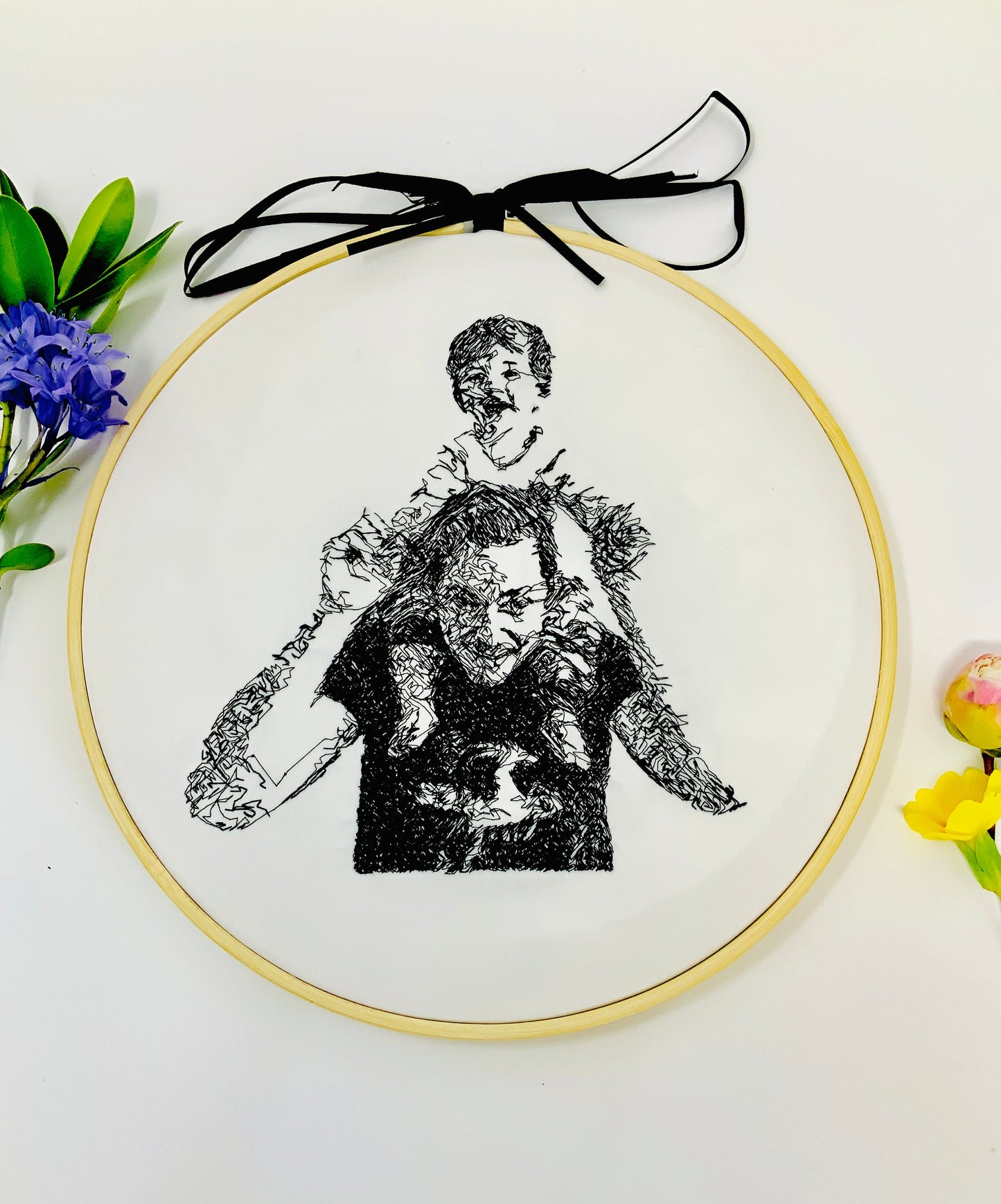 Monochromatic Photo Embroidery Hoop