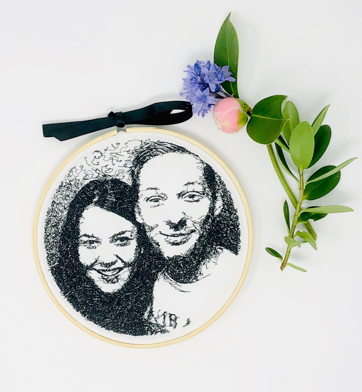 Monochromatic Photo Embroidery Hoop