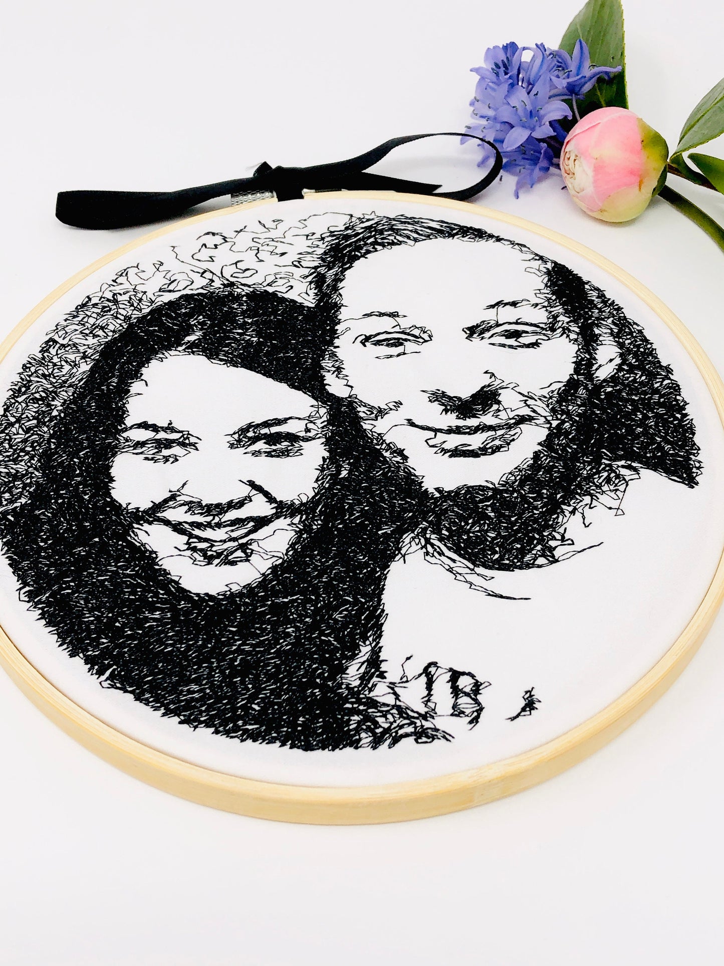 Monochromatic Photo Embroidery Hoop