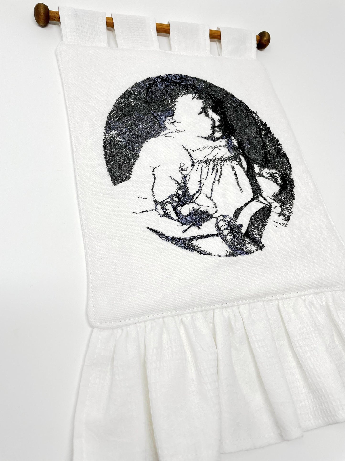 Embroidered Photo on Wall Hanging