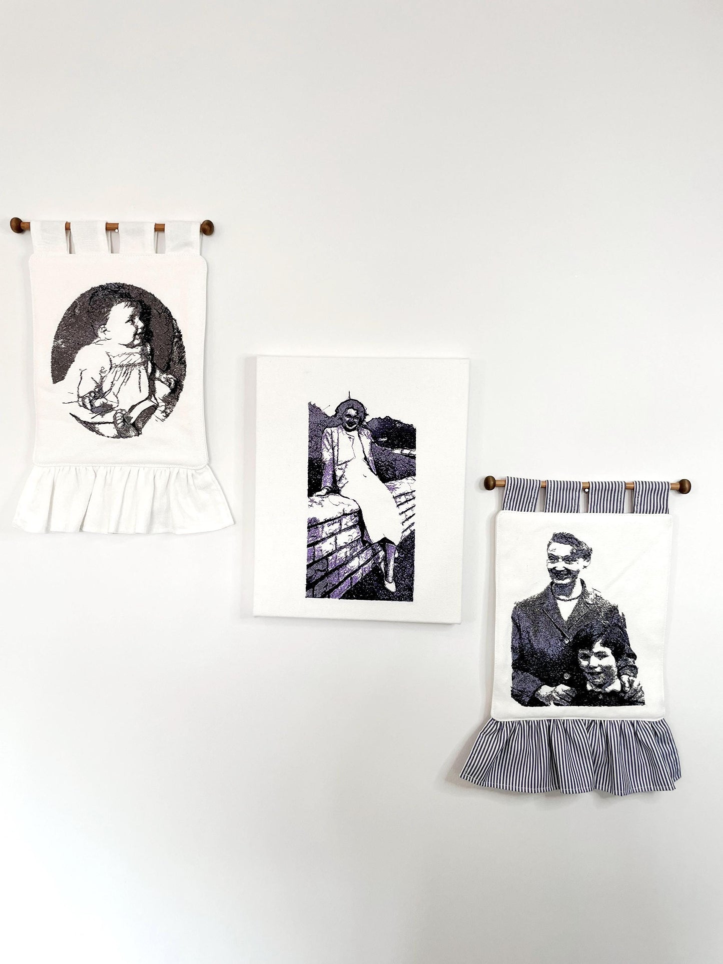 Embroidered Photo on Wall Hanging